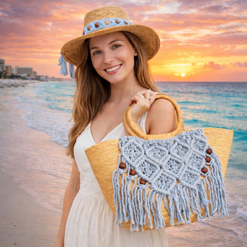 bolsa de palma en color azul